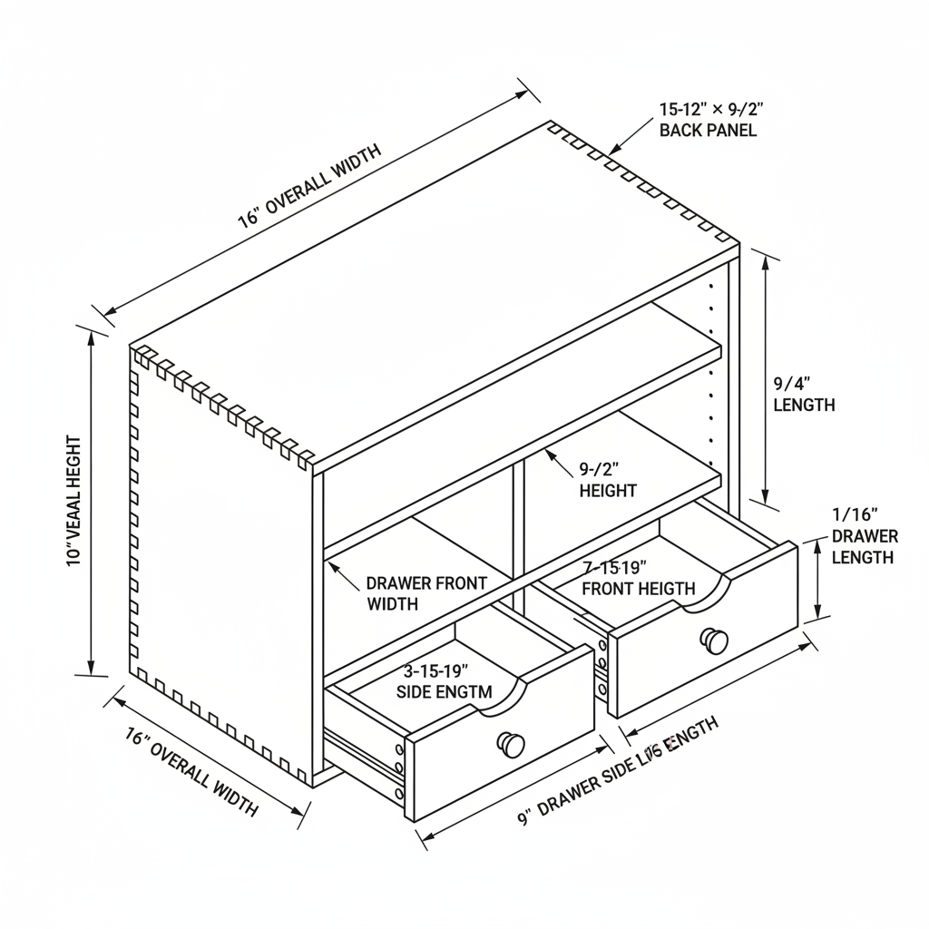 Desktop organizer with hand-cut dovetailed drawers