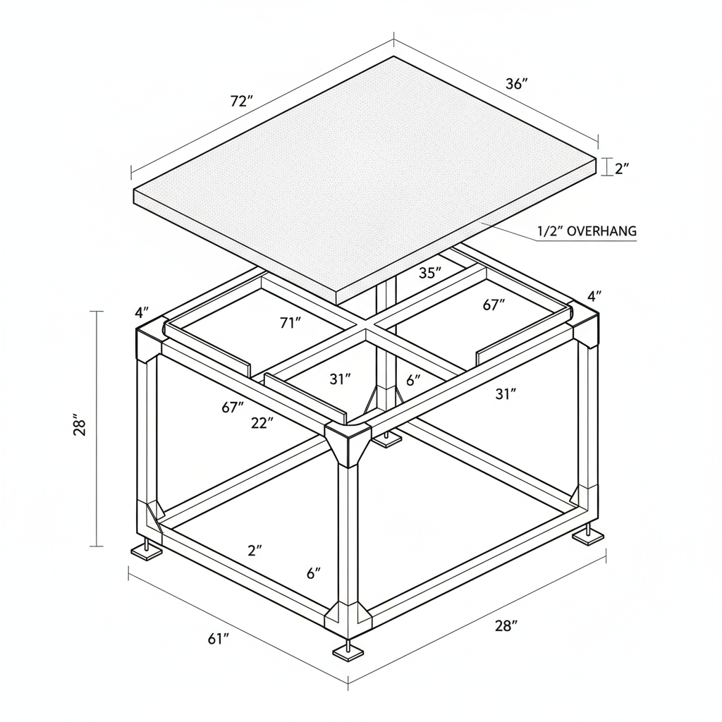 Steel frame outdoor dining table with concrete top