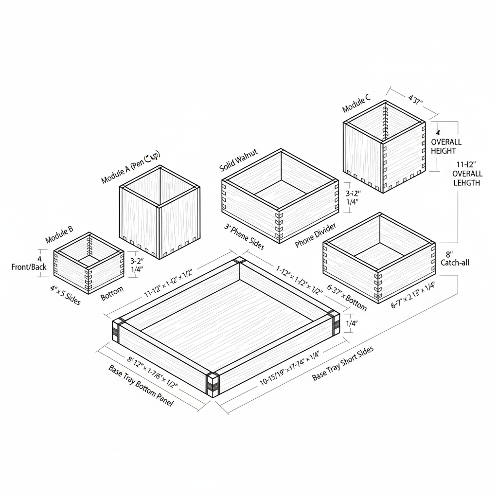 Modular desk caddy system with interchangeable compartments