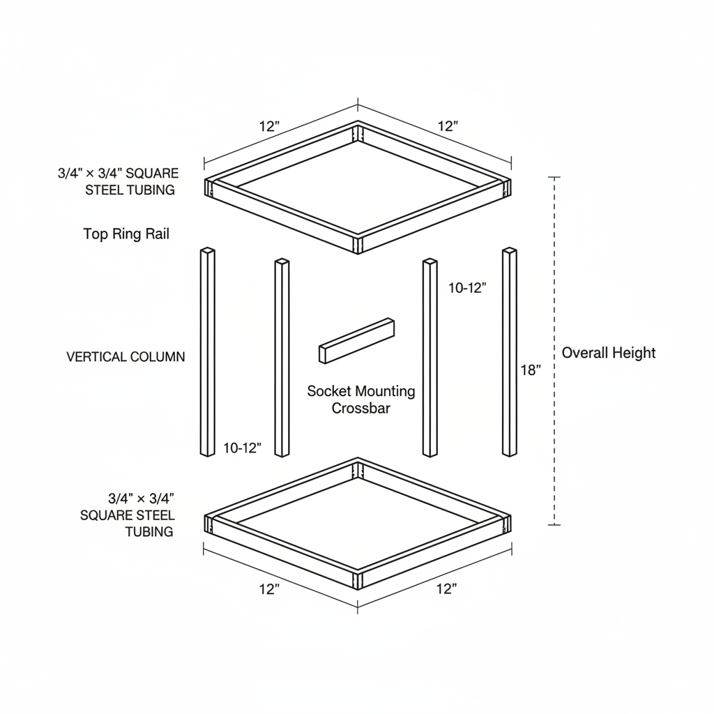 Industrial pendant lamp frame from steel tubing