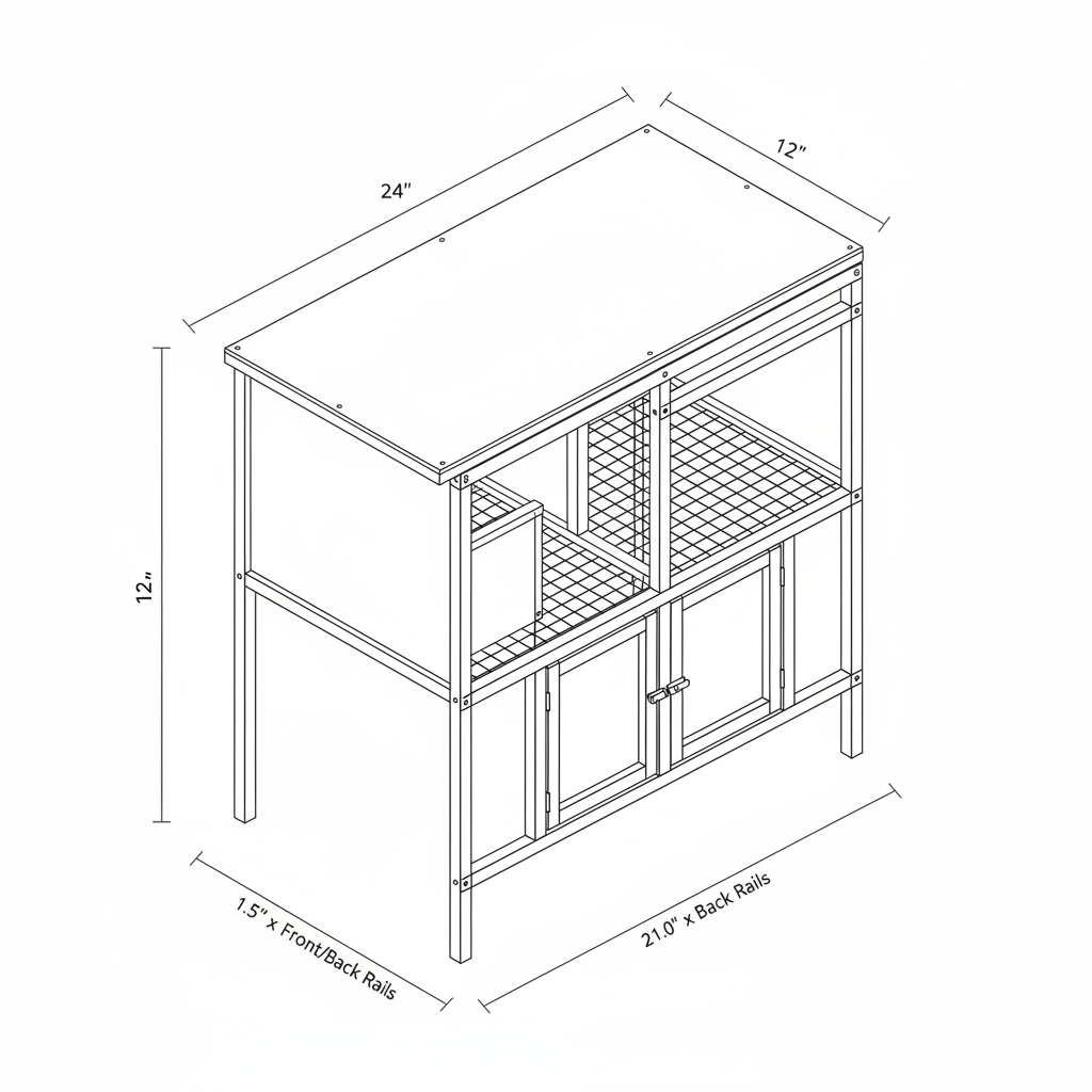 wood rabbit hutch lifted off ground