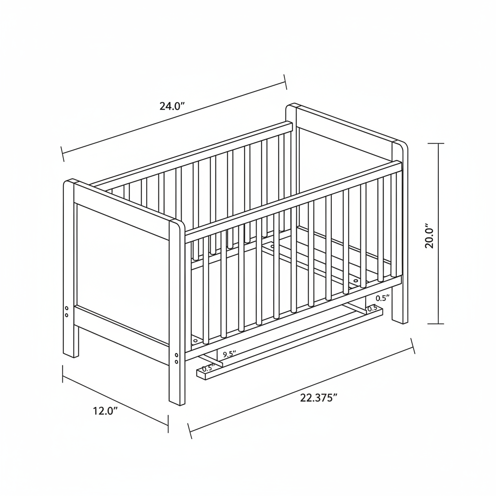 wooden doll crib