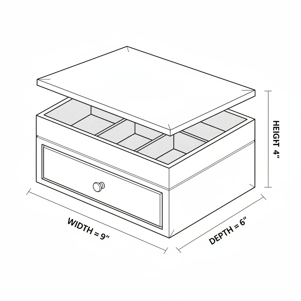 a small jewelry box with 1 drawer and velvet compartments