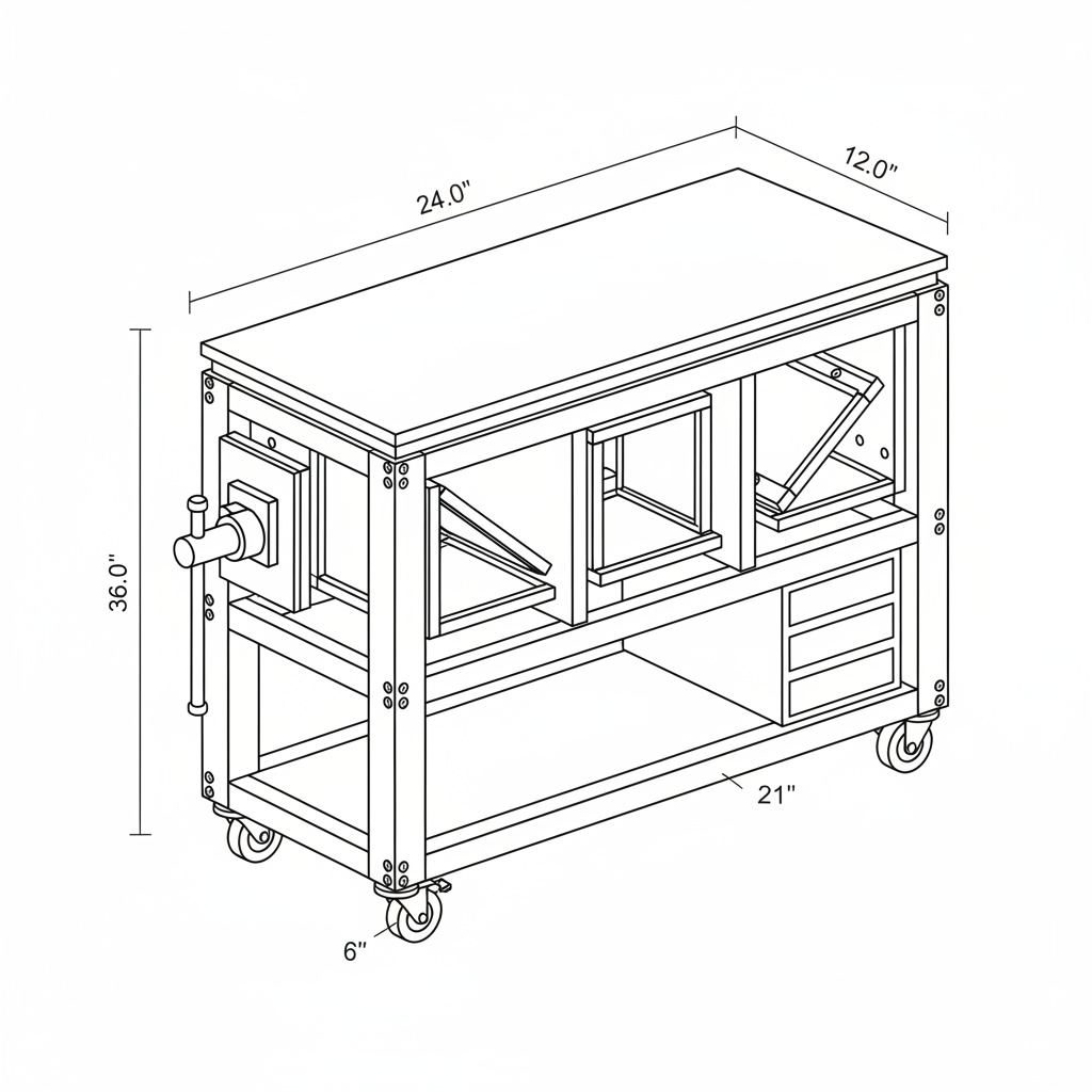 96" Heavy-Duty Triple Flip-Top Workbench (24"x12"x36" Professional Shop-Scale Edition)