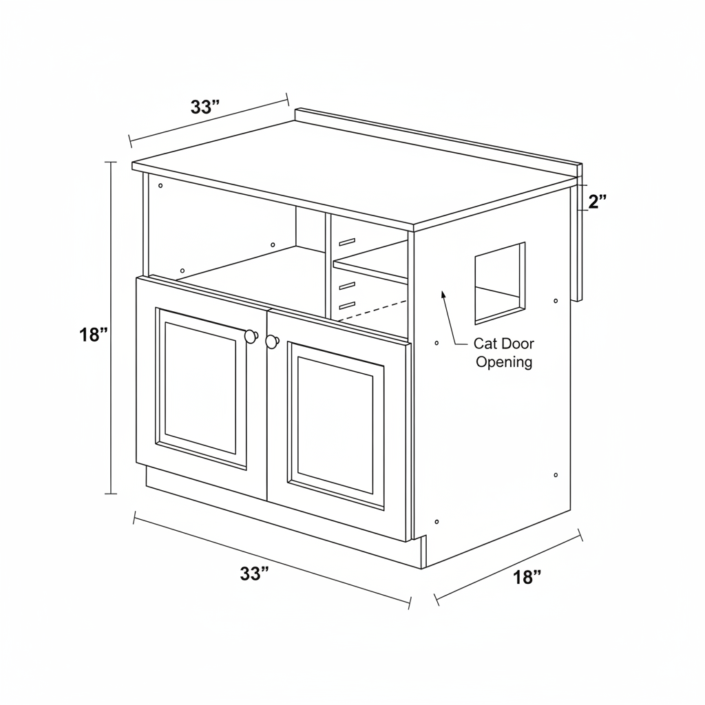 cat enclosure for food, water, and litter with a cat door from the house into the enclosure in the garage