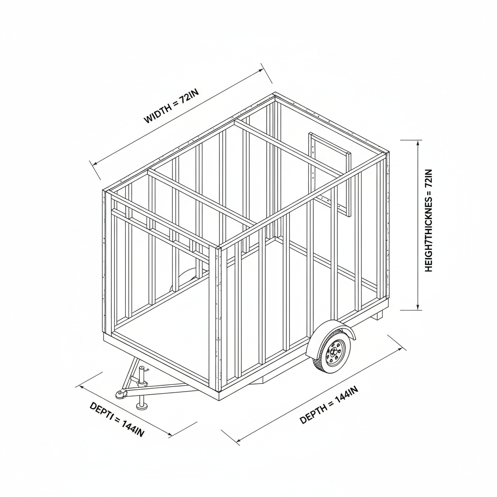 Tiny home build for single axle 12' x 6' flatbed trailer