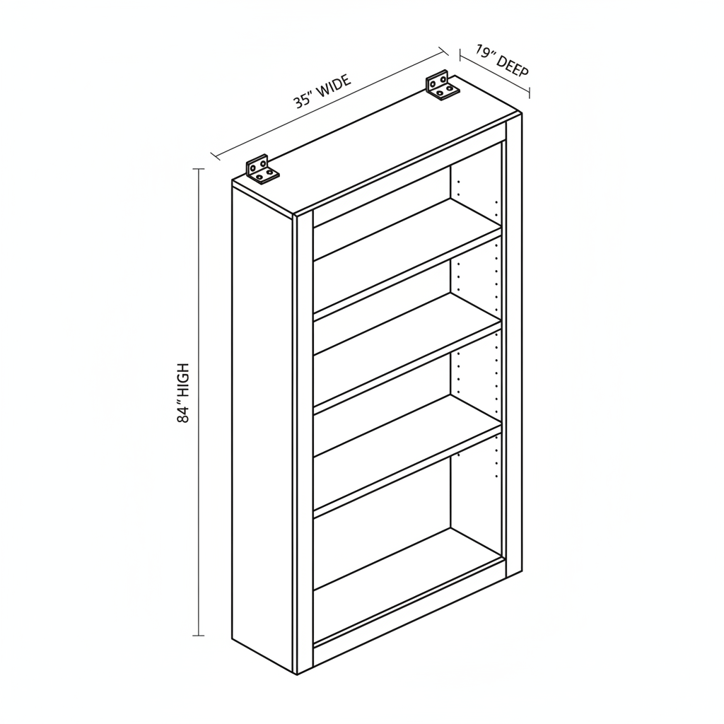 35 inch wide by 84 inch high shelf