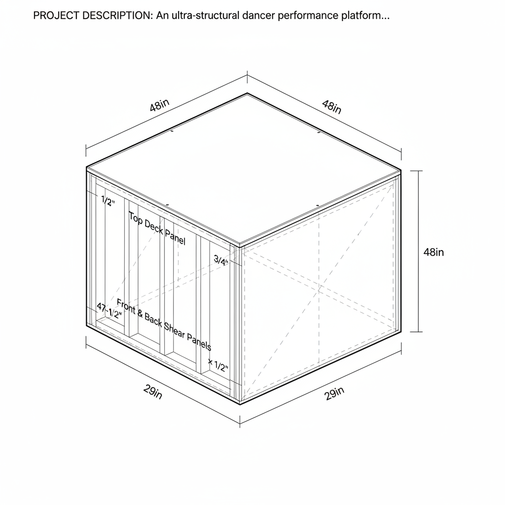 I need drawings and build plans for a 4ft x 4ft x 4f plywood and 2x4 made cubes - for dancers to dance on top of safely.