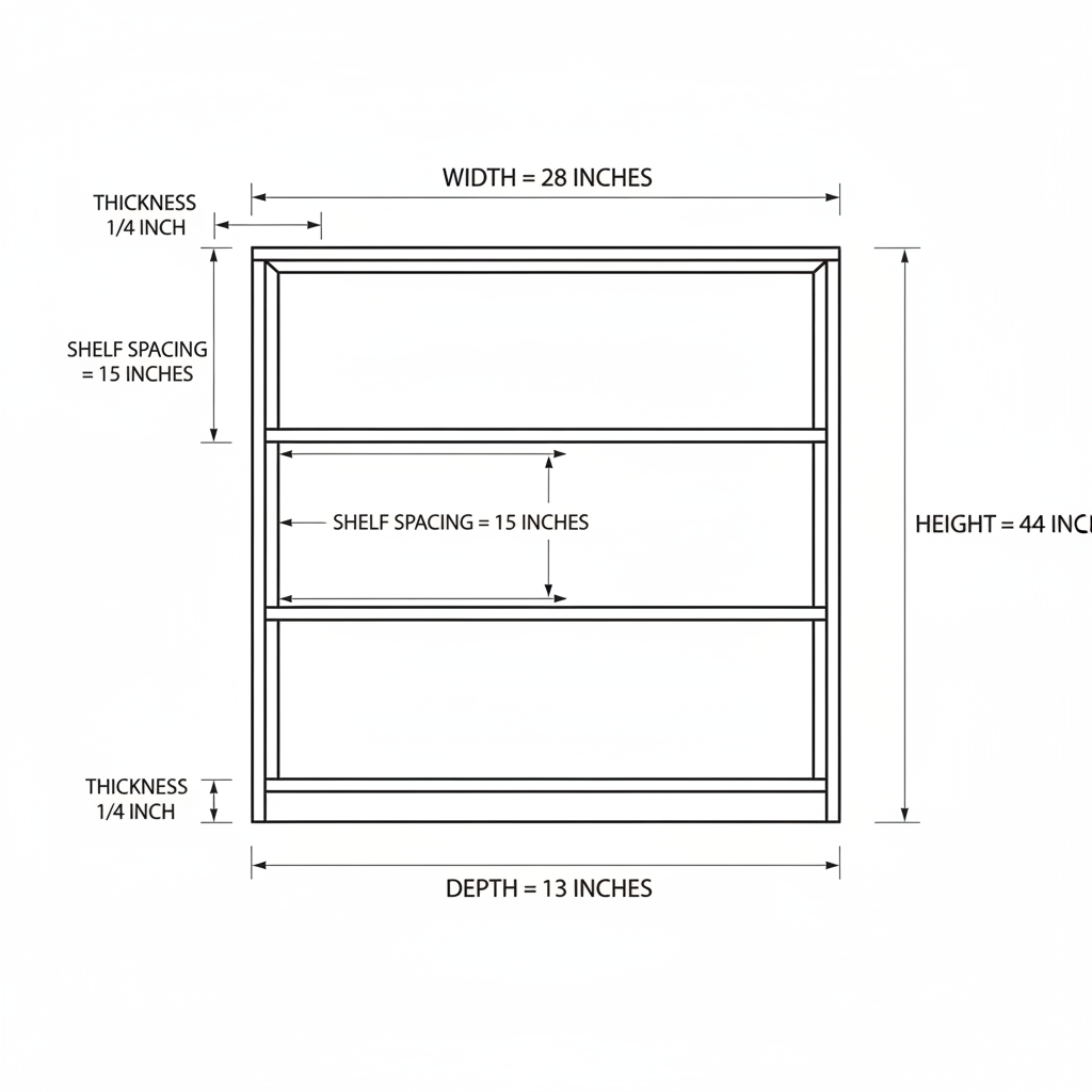 A bookshelf with three shelves maybe