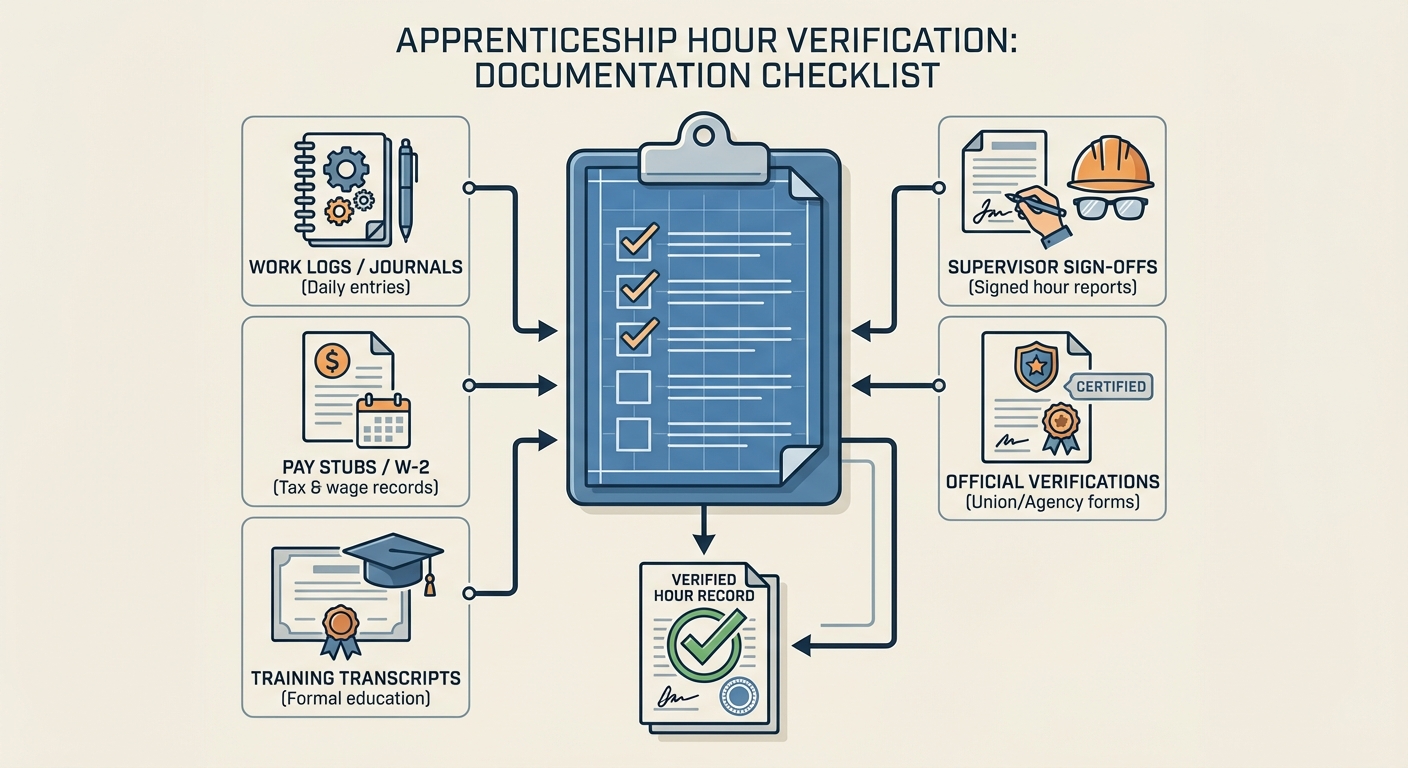 Checklist of required documentation for trade apprenticeship hour verification