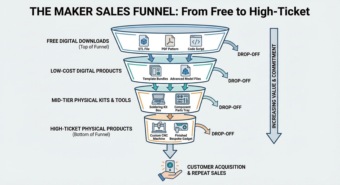 The Maker Sales Funnel: From free digital downloads to high-ticket physical products