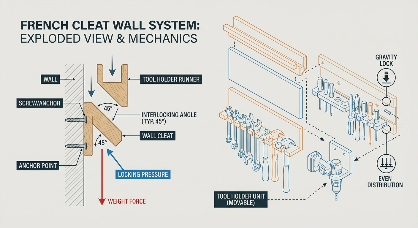 Step-by-step layout for a French Cleat tool storage system