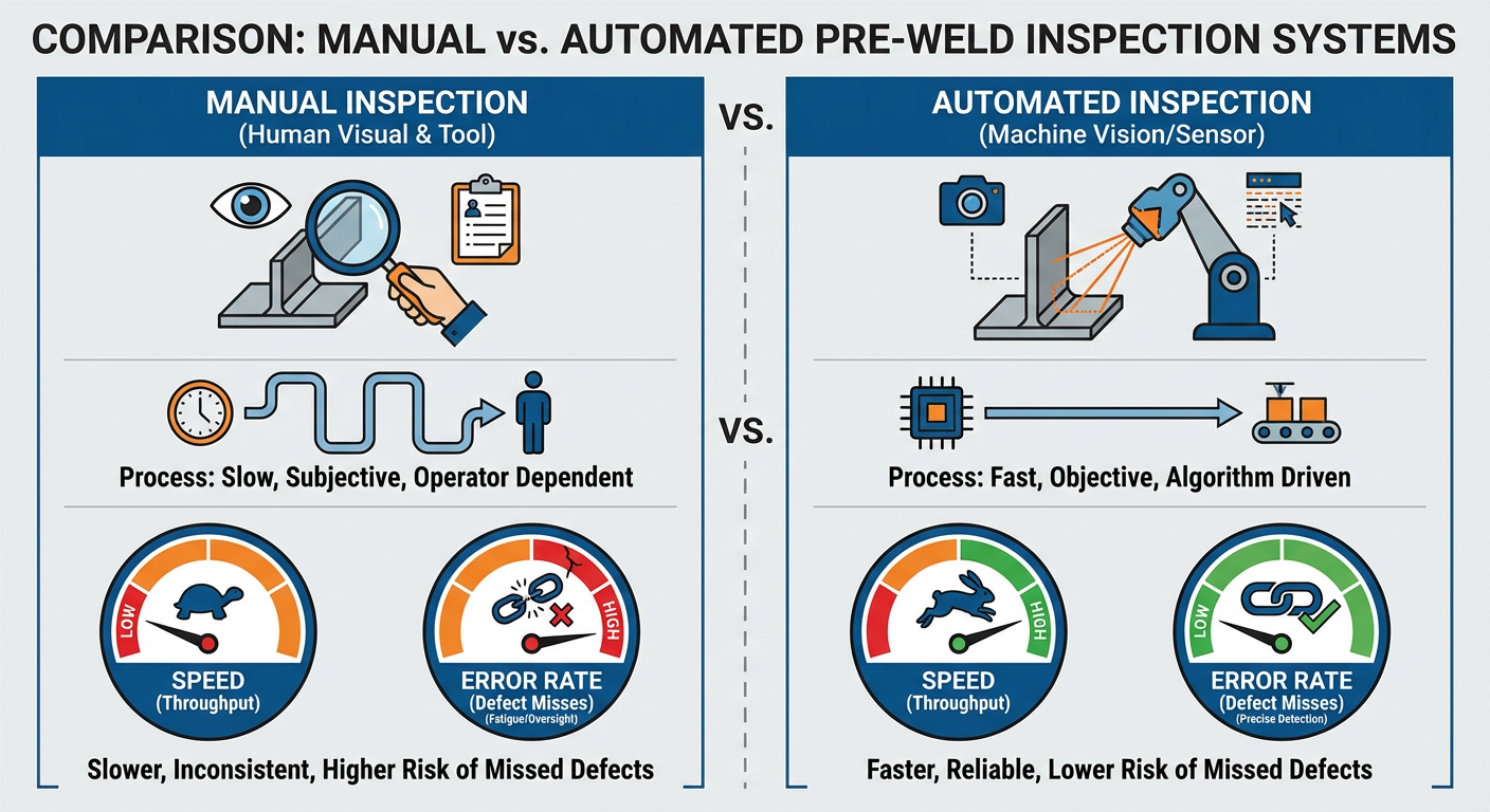 Comparison of manual inspection vs. automated pre-weld inspection systems