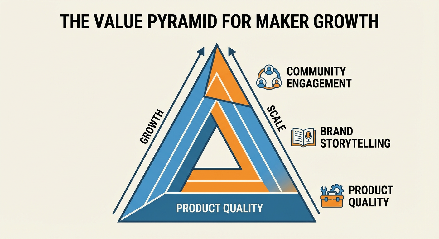 The Value Pyramid: Product quality vs. Brand storytelling vs. Community engagement