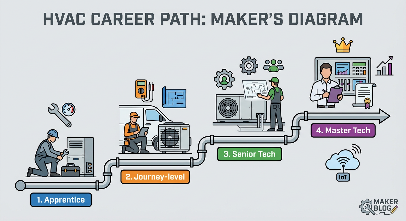 Career development roadmap for HVAC technicians from apprentice to master tech