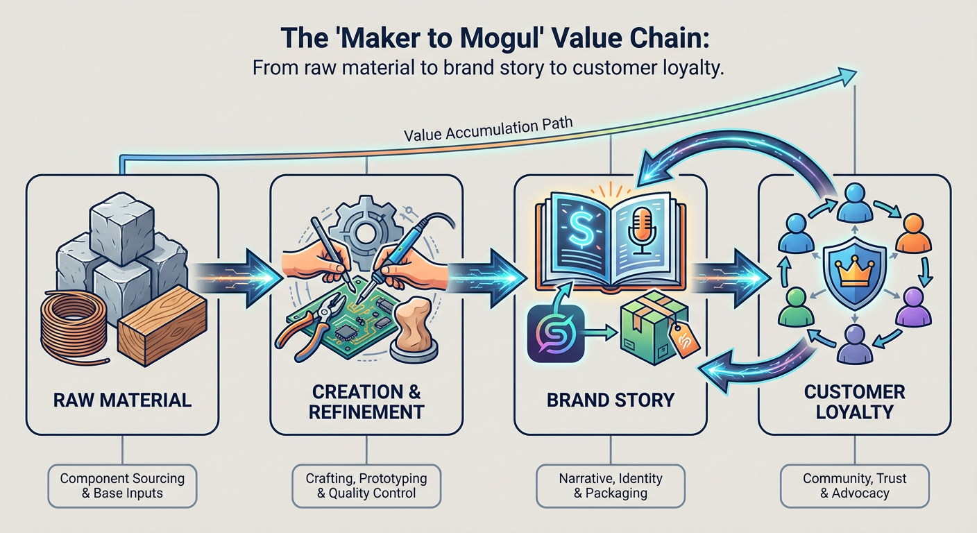 The 'Maker to Mogul' Value Chain: From raw material to brand story to customer loyalty