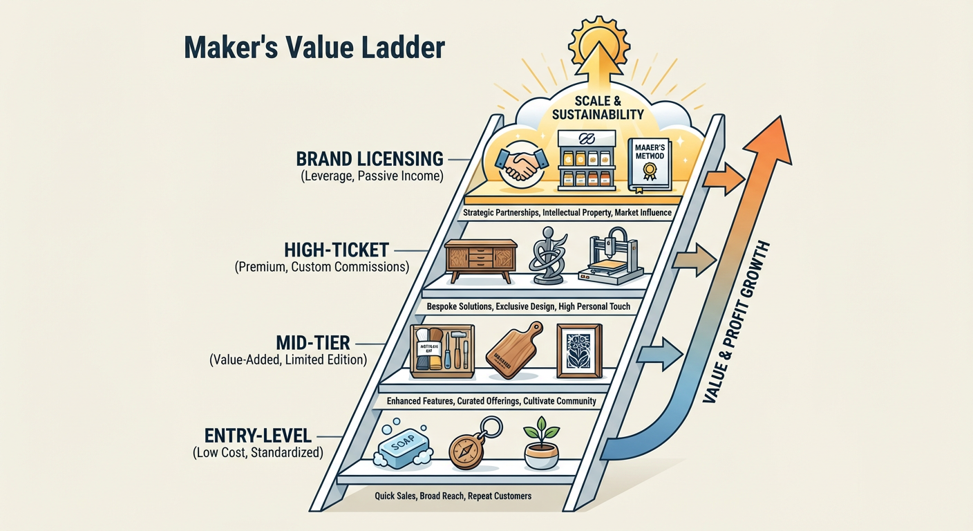 The Value Ladder: Moving customers from a $10 small craft to a $500 custom commission