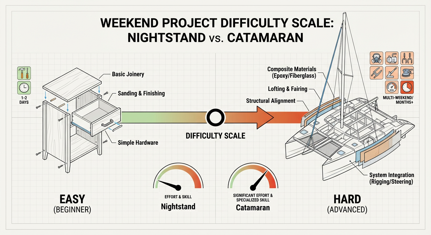 Weekend Project Difficulty Scale: Comparing the Nightstand Build vs. Catamaran Project