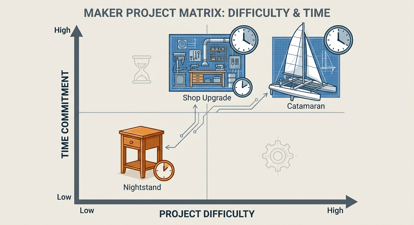 Difficulty vs. Time commitment rating for this week's DIY projects