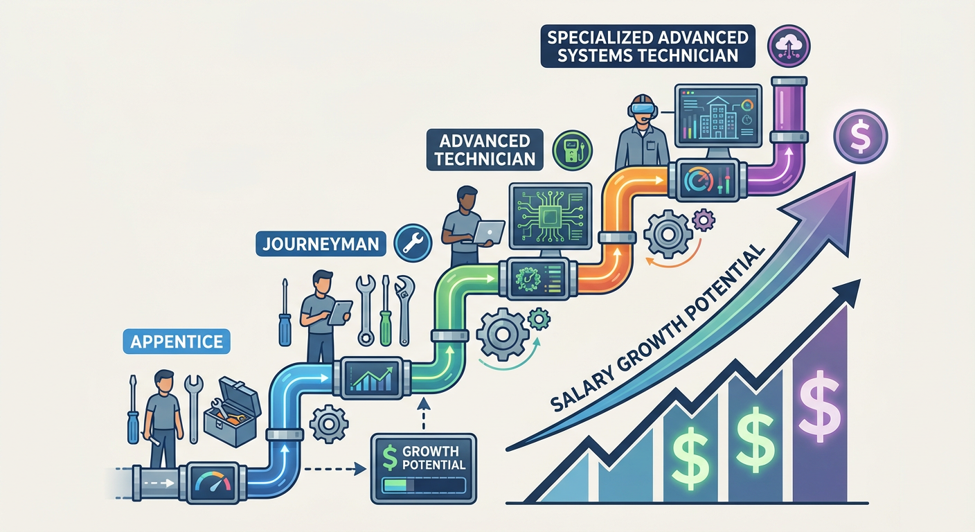 Career progression path from HVAC apprentice to Specialized Advanced Systems Technician