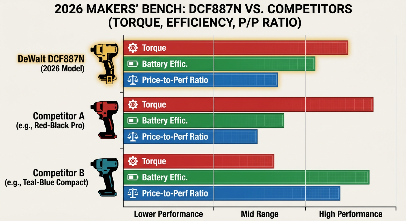 Comparison chart of common DIY impact drivers: Power vs. Battery Life vs. Price