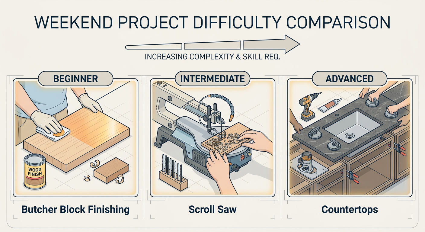 Difficulty level comparison for the three featured DIY projects