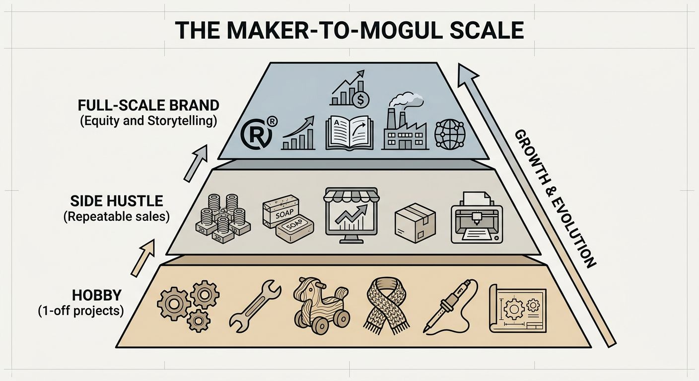 The Maker-to-Mogul Scale: Hobby vs. Side Hustle vs. Full-Scale Brand
