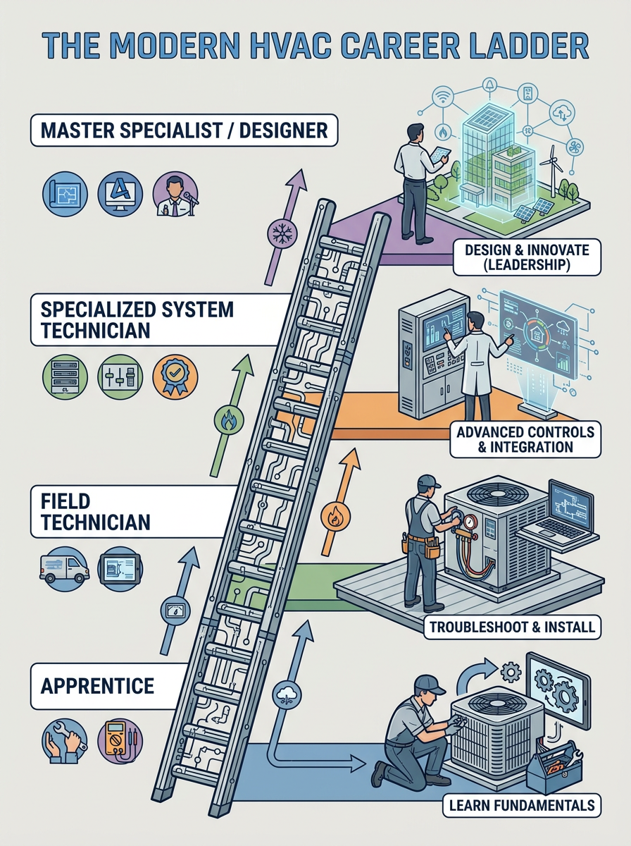 The modern HVAC career ladder from apprentice to specialized system technician