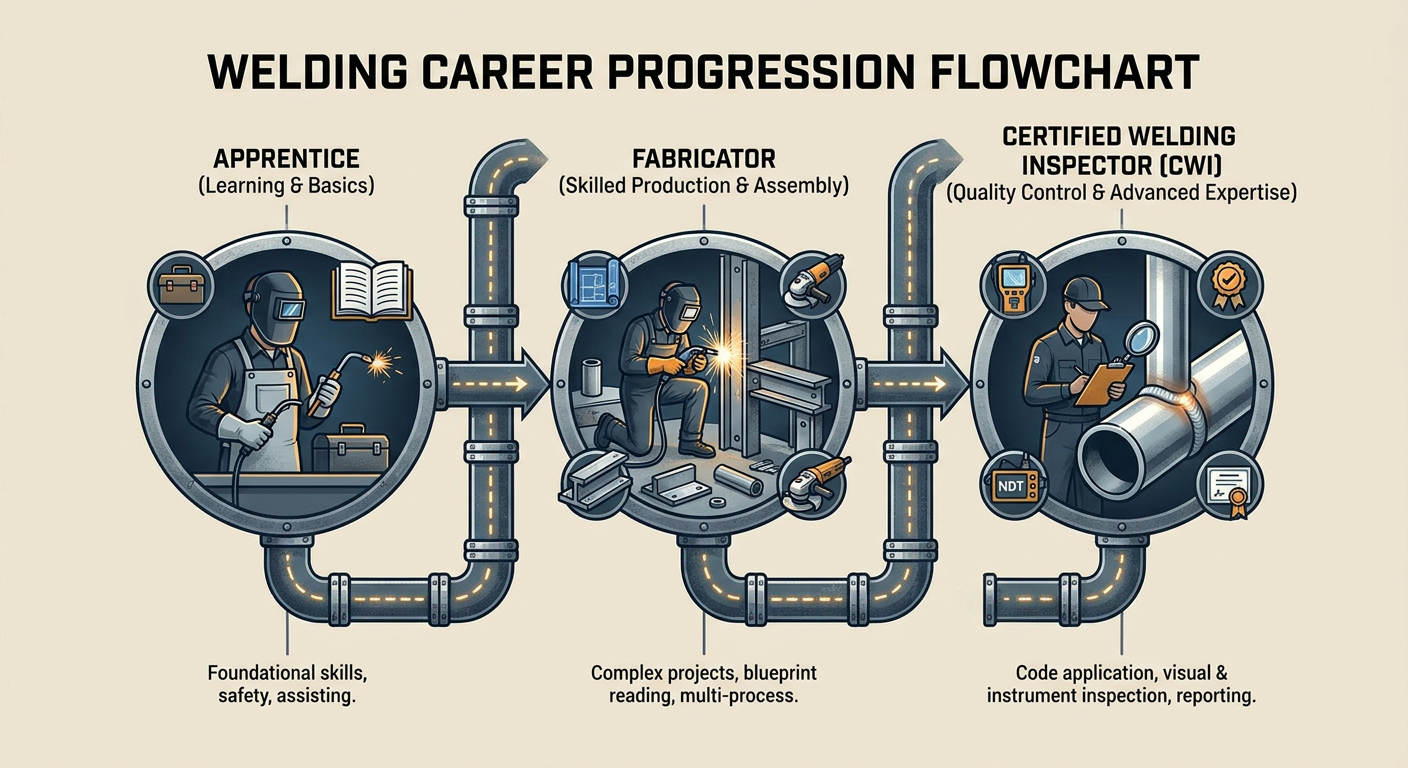 The Welding Career Ladder from Apprentice to Certified Welding Inspector