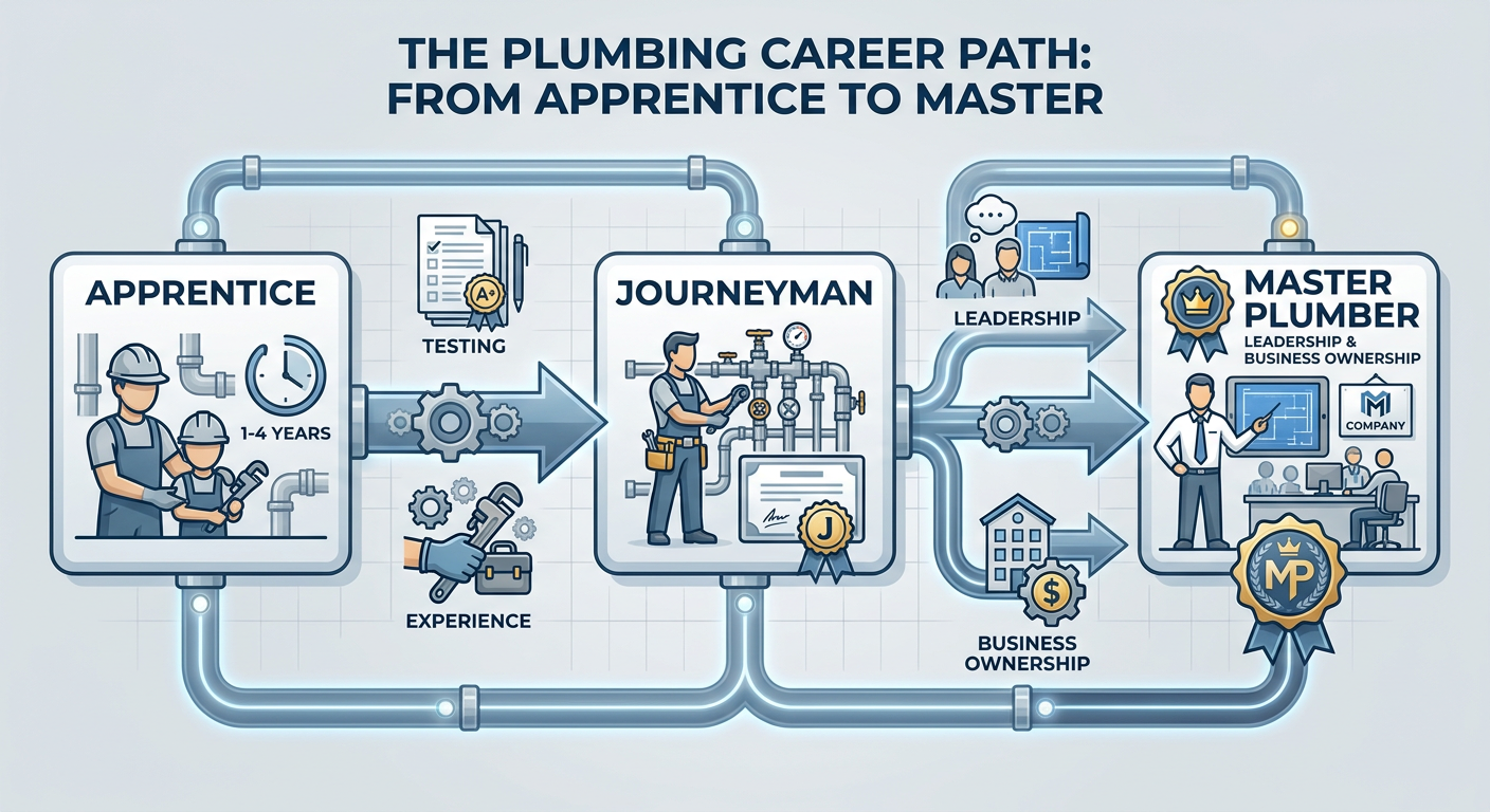The apprenticeship journey from student to Master Plumber/HVAC Tech