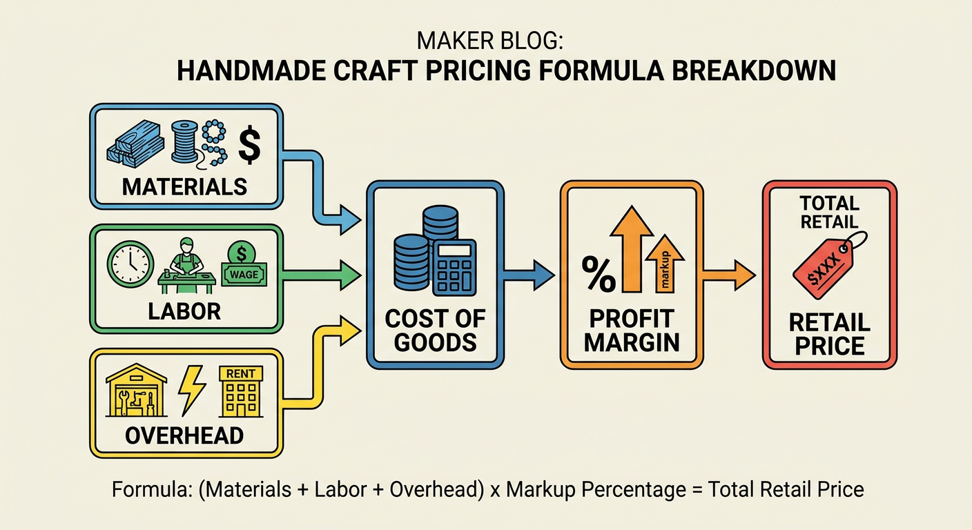 Detailed pricing formula breakdown for handmade crafts