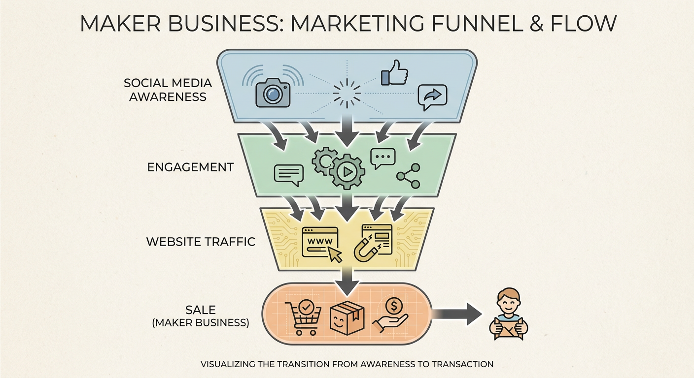 The Maker Business Funnel - From Social Media View to Website Sale