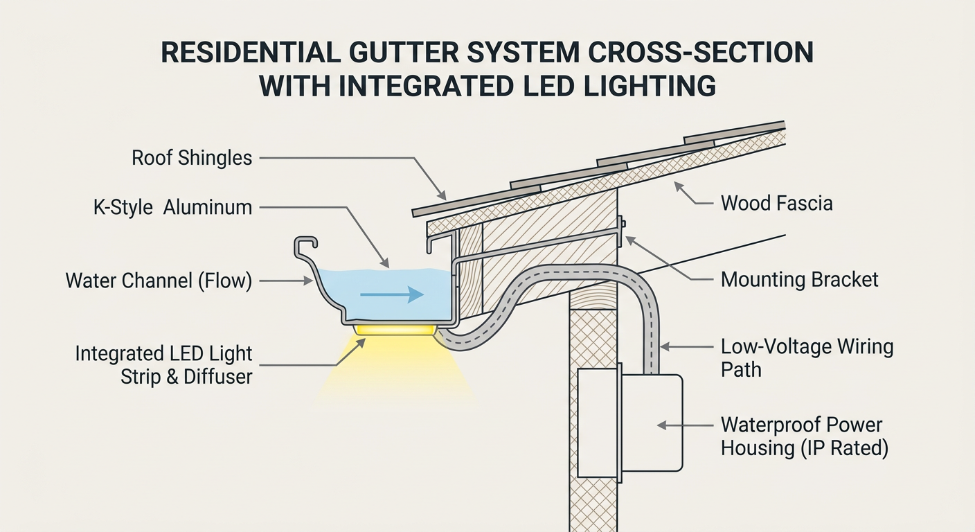 Anatomy of an Integrated Gutter and Lighting System