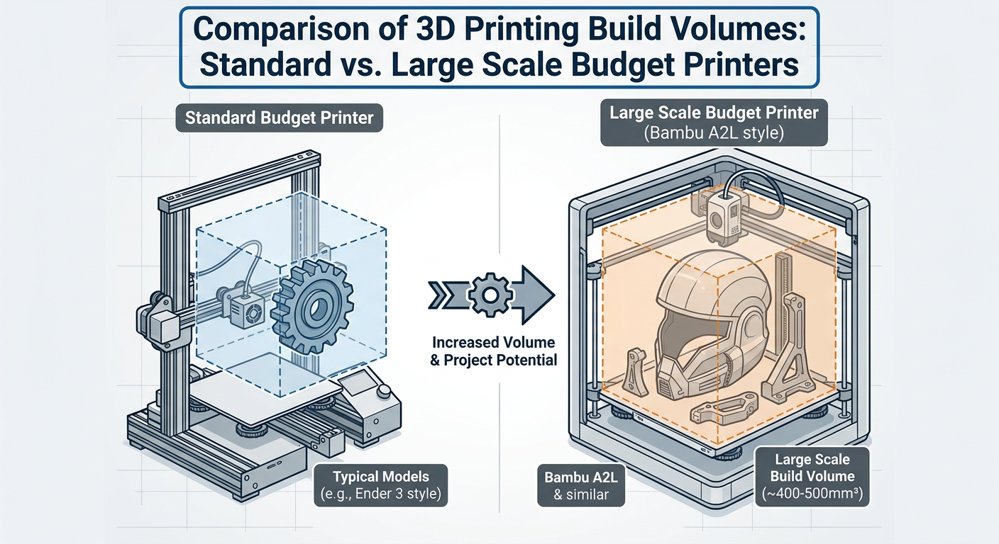 Comparison of 3D printing build volumes: Standard vs Large Scale
