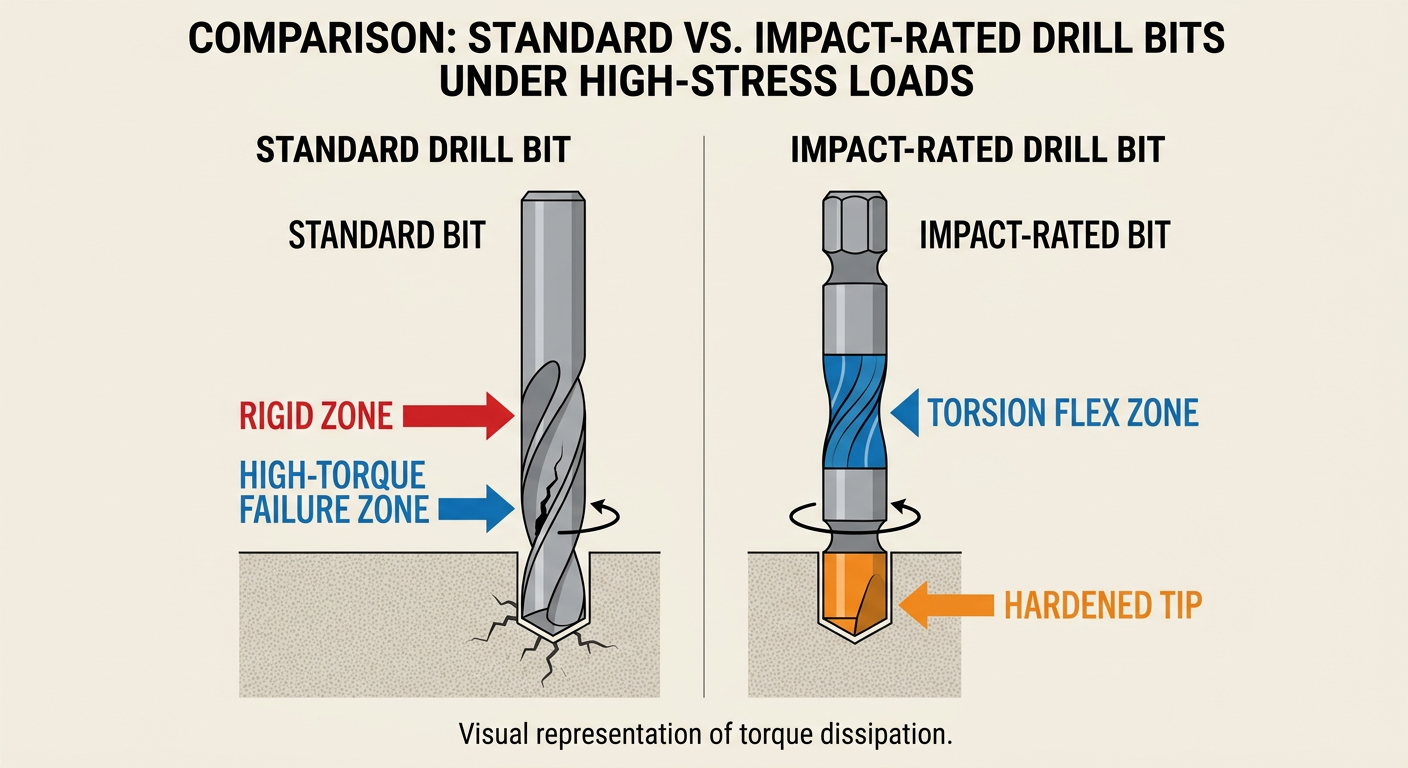 Comparison of standard vs. impact-rated drill bits under high-stress loads