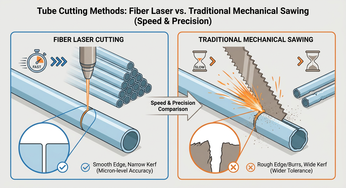 Comparison of Fiber Laser Cutting vs. Traditional Mechanical Sawing for industrial tubes