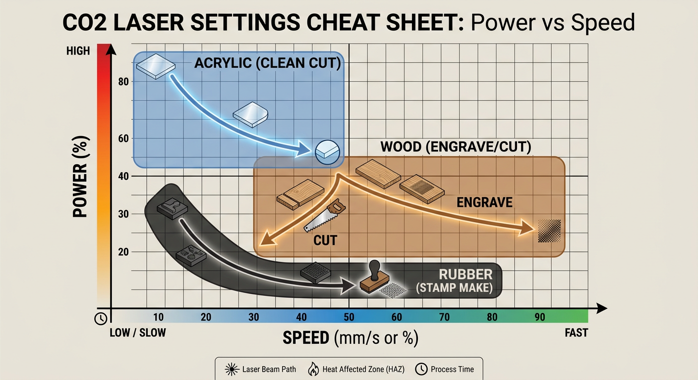 CO2 Laser Settings Cheat Sheet for Different Materials