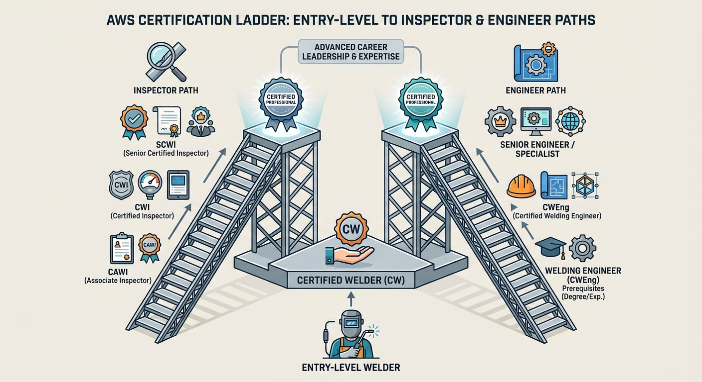 AWS Certification Ladder from Entry-Level Welder to CWI and CWENG