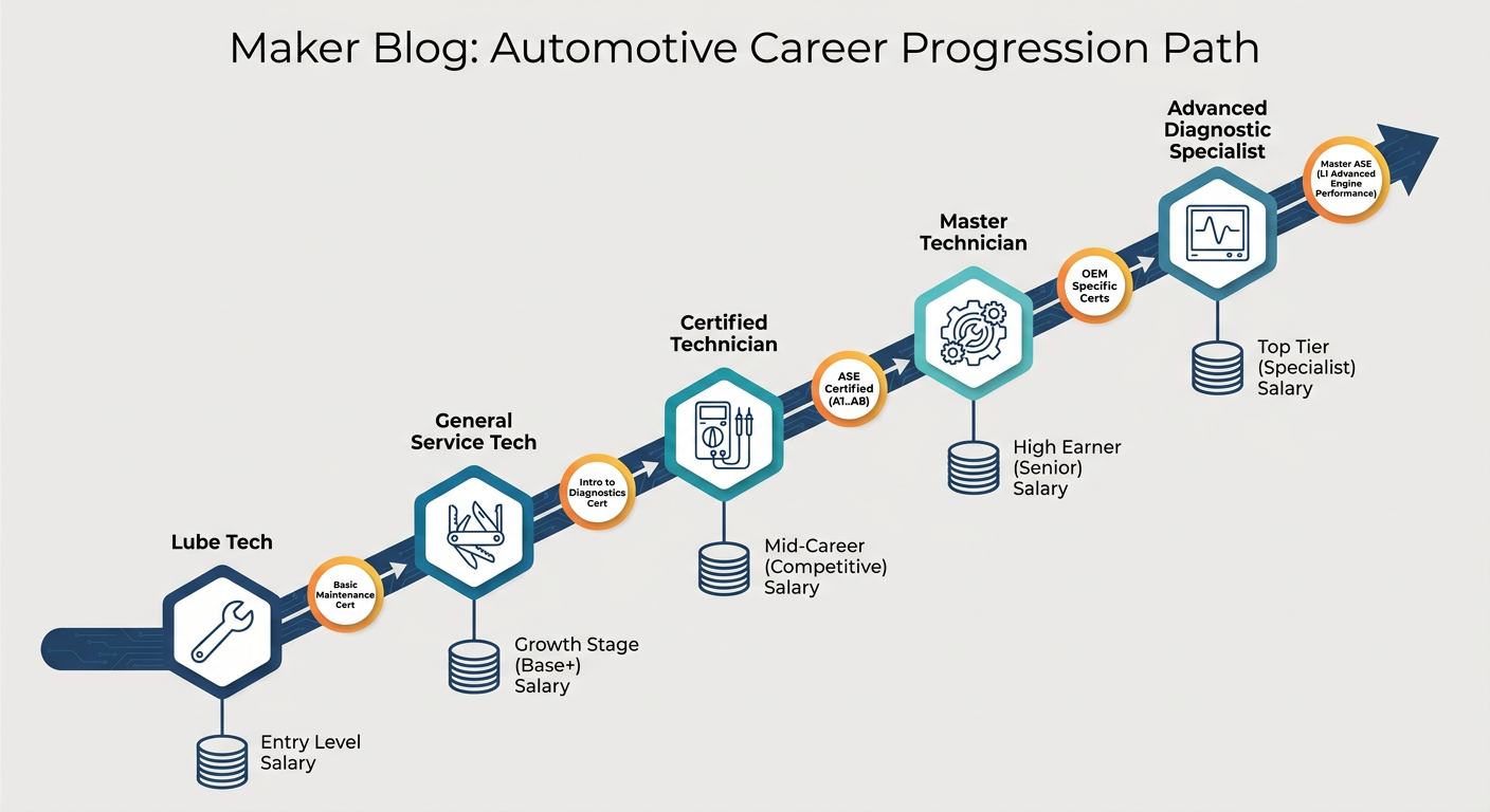 Career progression path from Lube Tech to Advanced Diagnostic Specialist