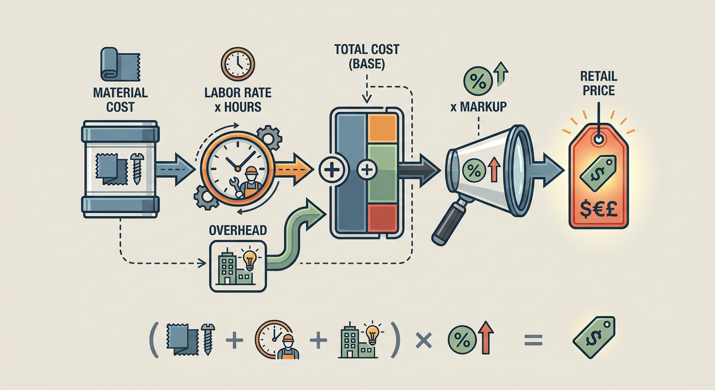 Profit margin calculation: Total Price minus Materials, Labor, and Platform Fees