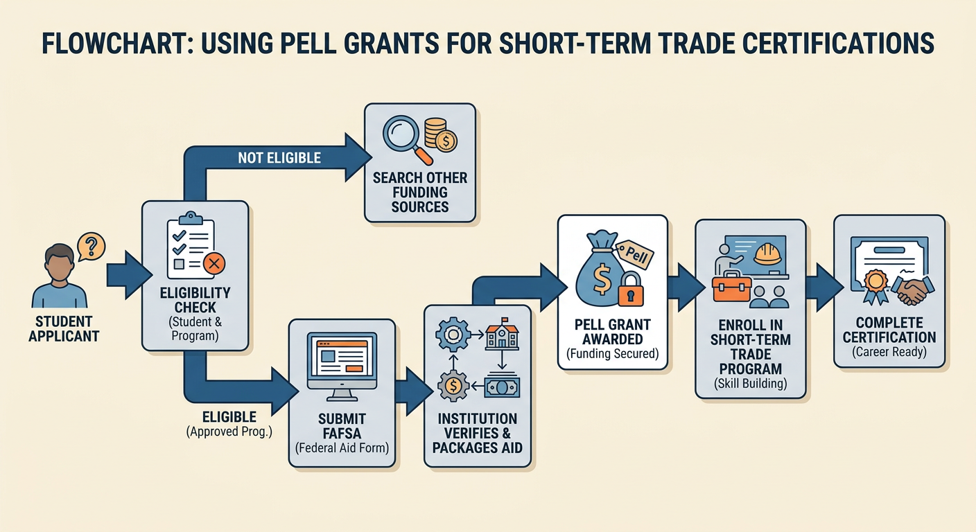 Flowchart of how to use Pell Grants for short-term trade certifications