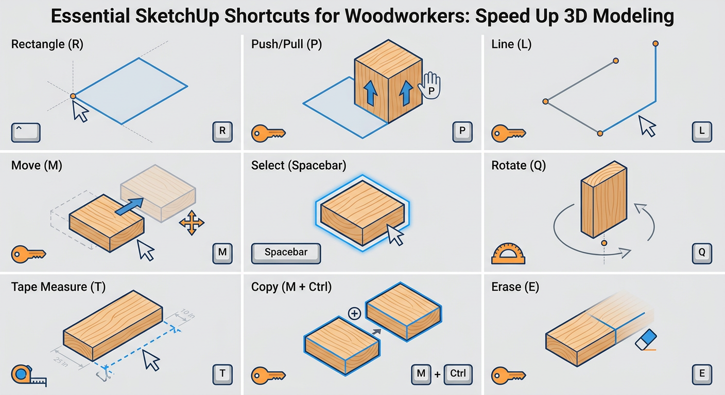 Essential SketchUp shortcuts for woodworkers to speed up 3D modeling