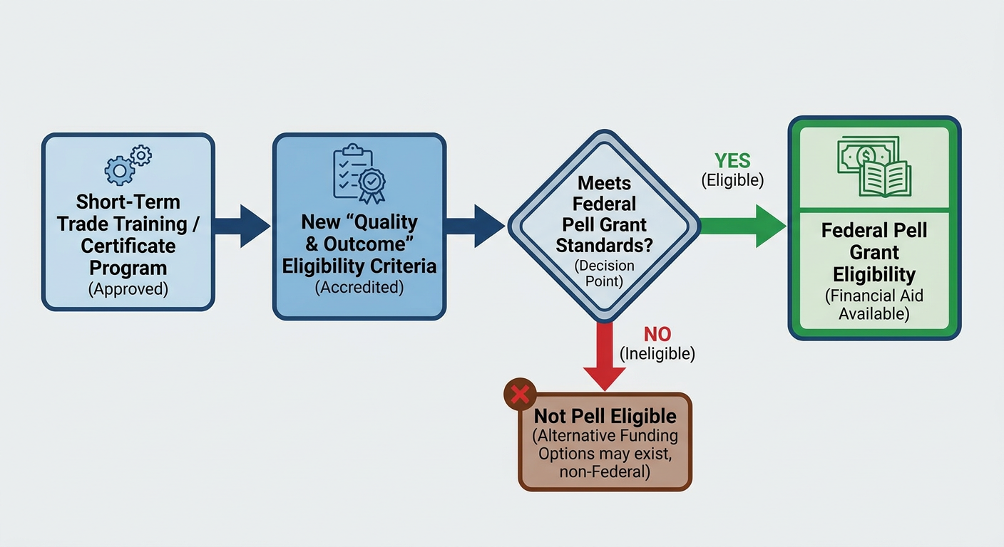 Flowchart showing the new path from Short-Term Trade Training to Federal Pell Grant eligibility