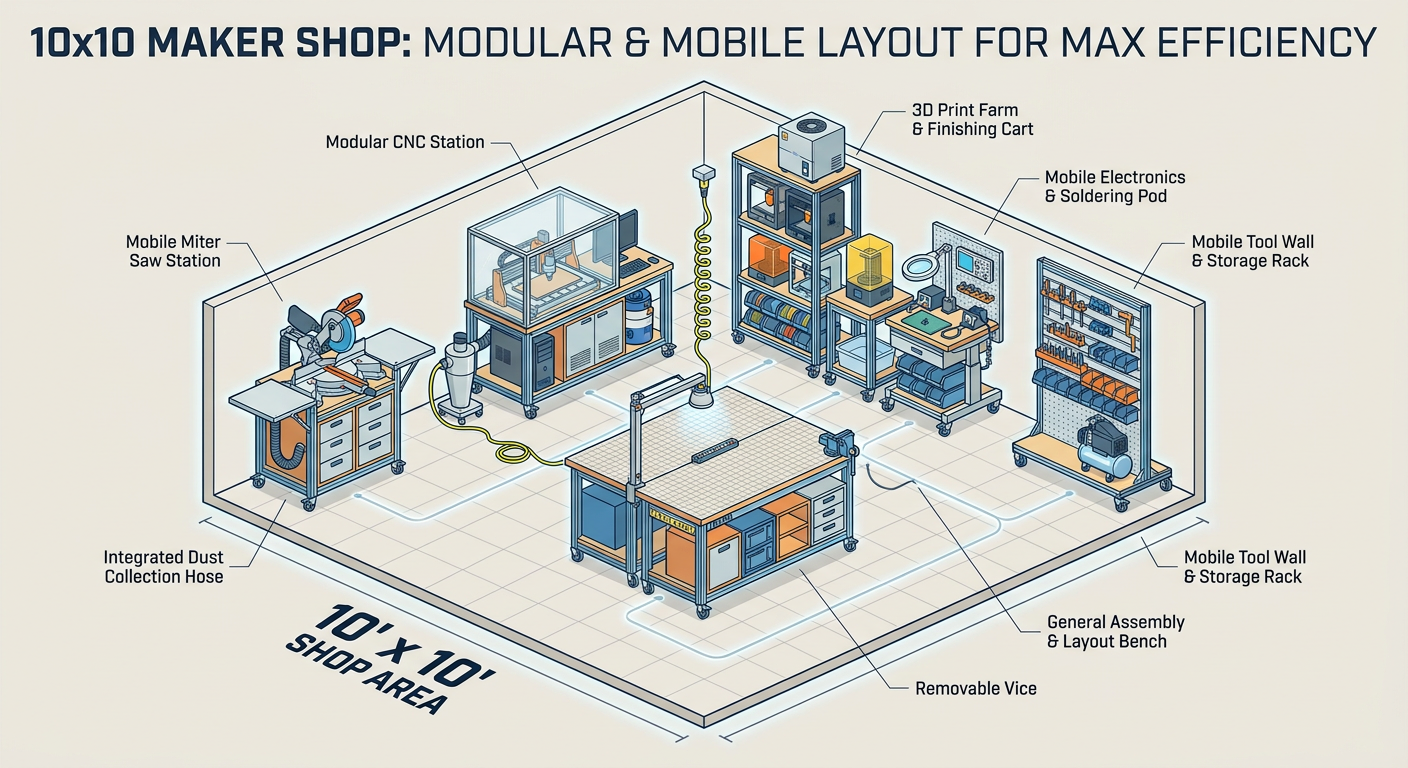 Modular Shop Layout: Maximizing a 10x10 foot space