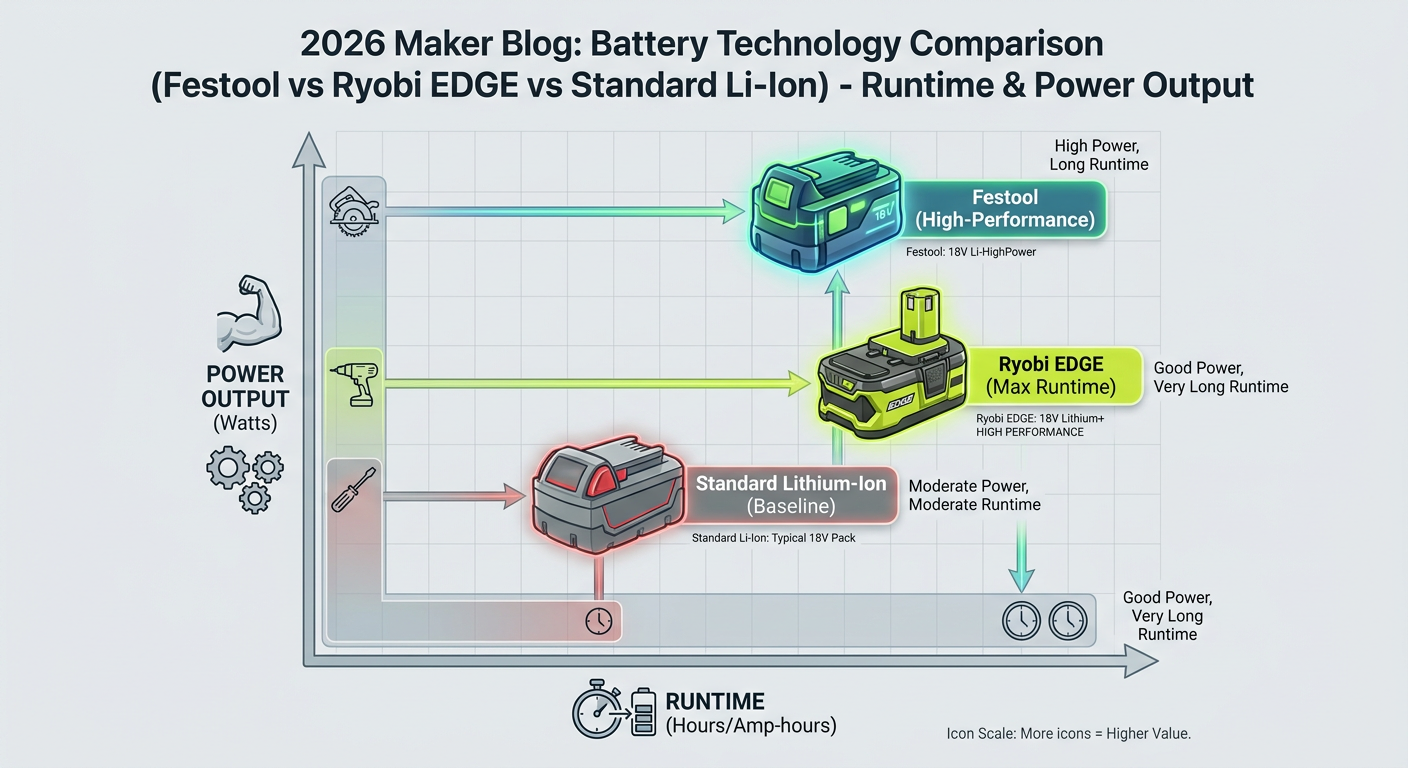 Comparison of 2026 Battery Technologies - Festool vs Ryobi EDGE vs Standard Lithium-Ion