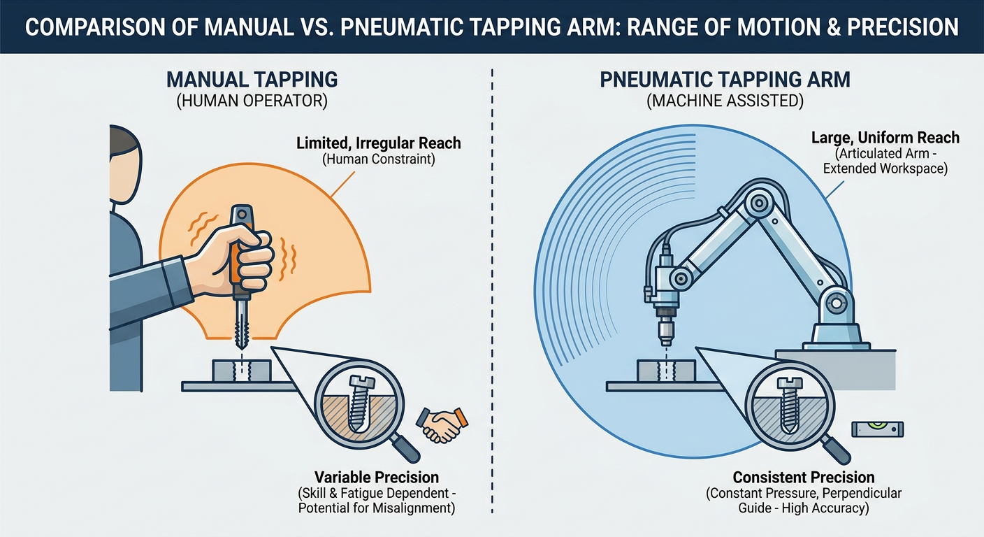 Comparison of manual vs pneumatic tapping arm range of motion and precision