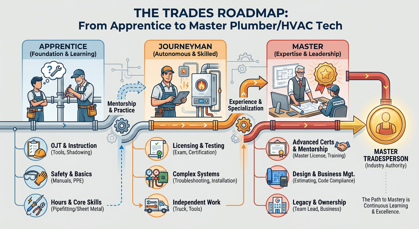 The Trades roadmap: From Apprentice to Master Plumber/HVAC Tech