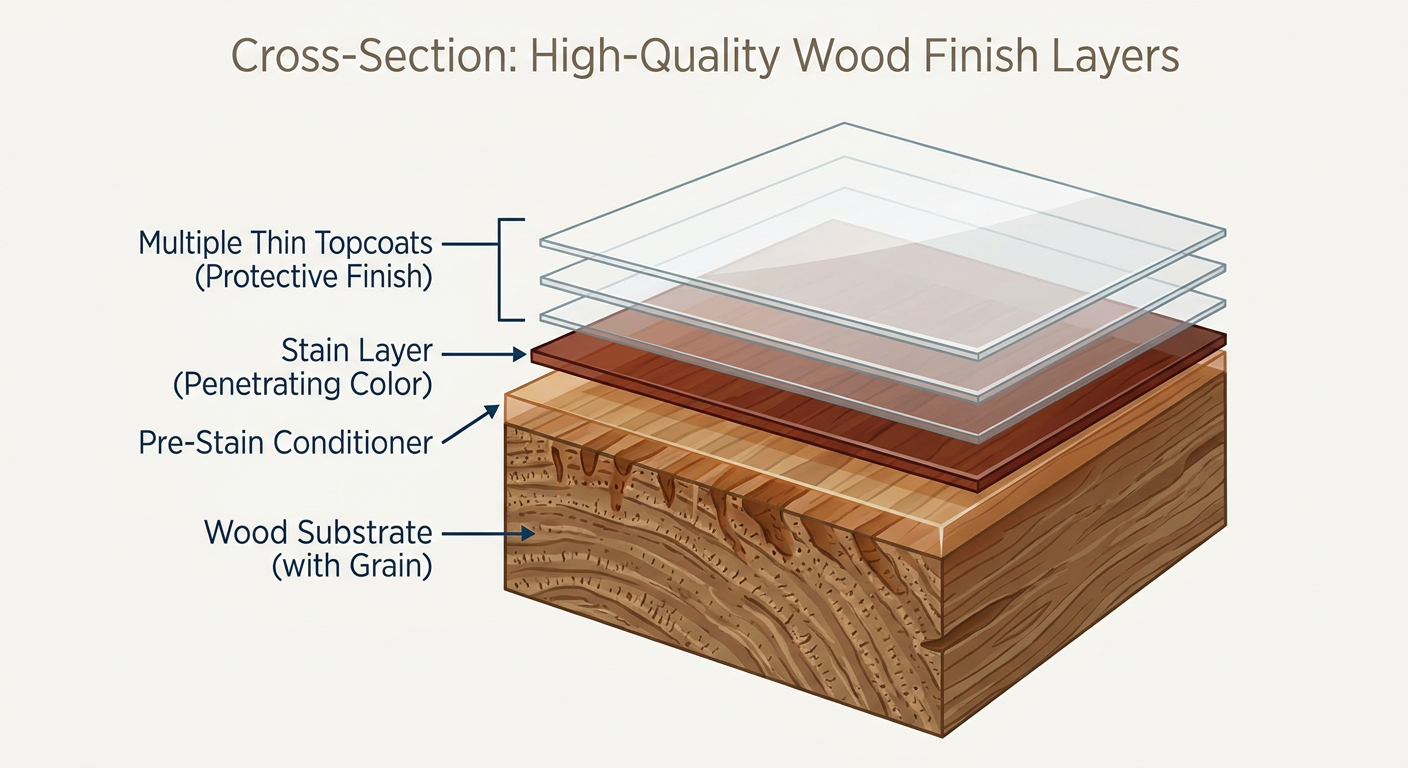 Finishing layers for a professional woodworking project