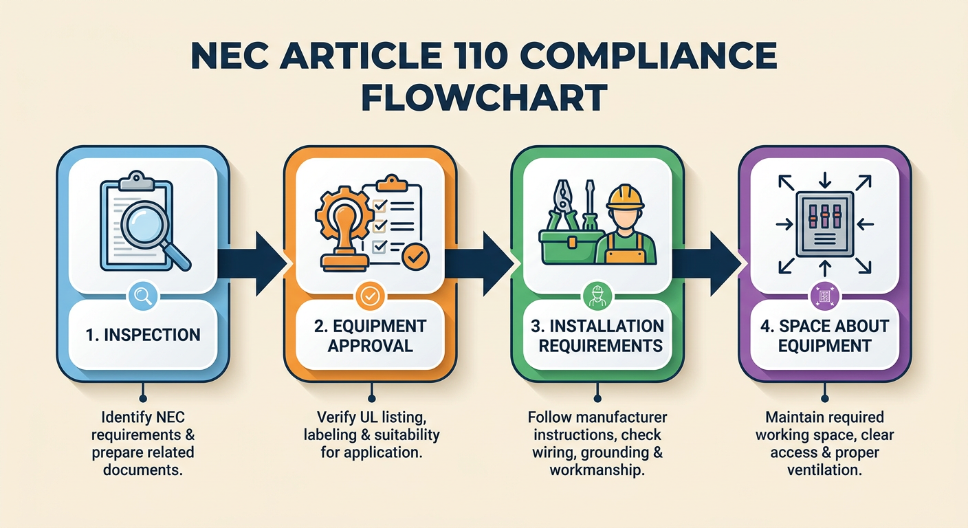 Flowchart of the National Electrical Code Article 110 requirements for equipment approval