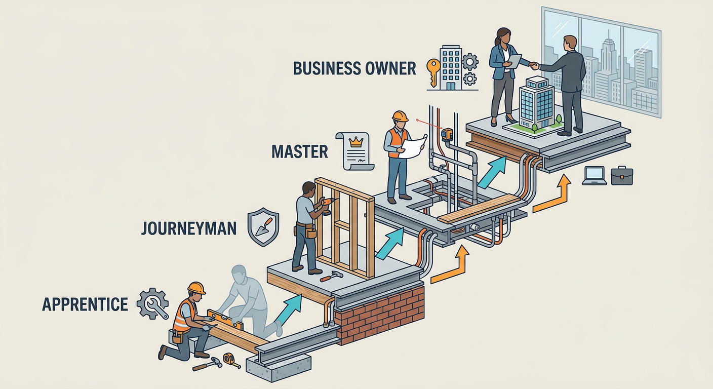 Career progression path from apprentice to business owner